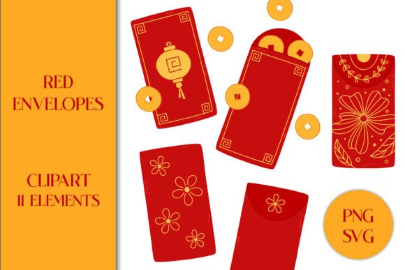 Asian Red Envelopes PNG Clipart Angpao
