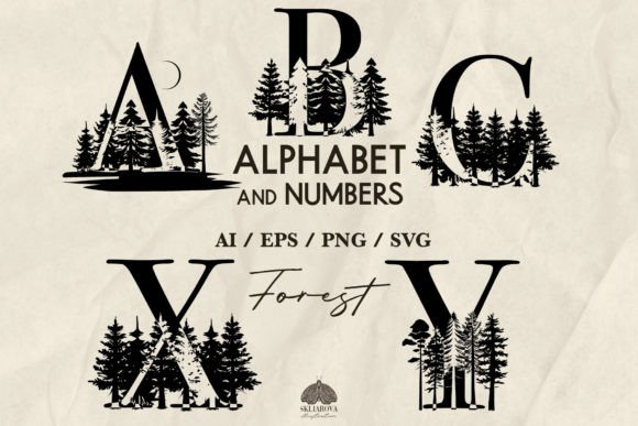 Forest Alphabet and Numbers Svg Png Eps