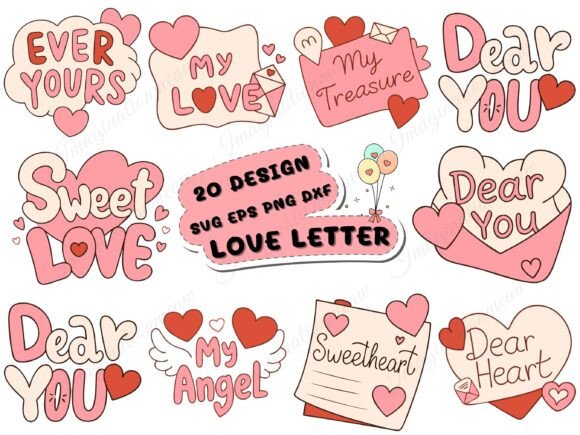 Love Letter Svg Romantic Clipart Set