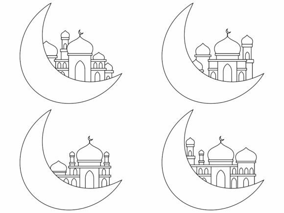 Mosque Ramadhan Kareem Line Art