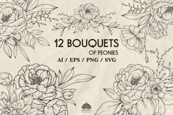 Peony Bouquets SVG PNG EPS