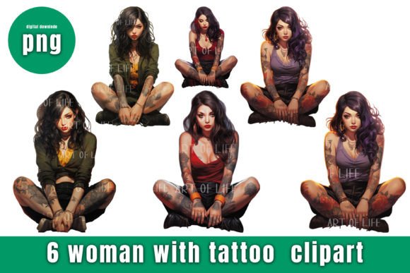 Woman with Tattoo Clipart