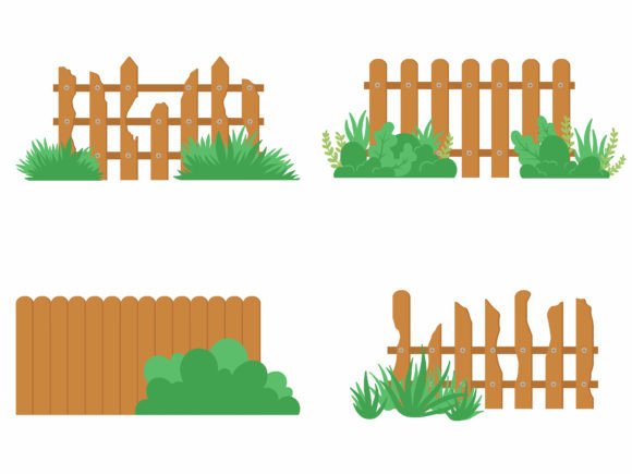 Wood Fence with Grass Background